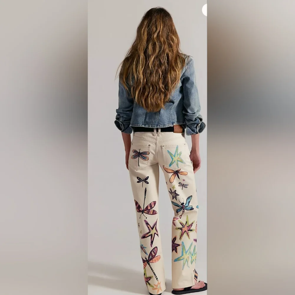 We The Free Light Beige Tennessee Low Rise Dragonfly Jeans *NWT, 25 - Picture 2 of 3
